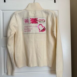 BLUOLTRE Cream Sweater with Pink Graphic Patches. Italian brand!